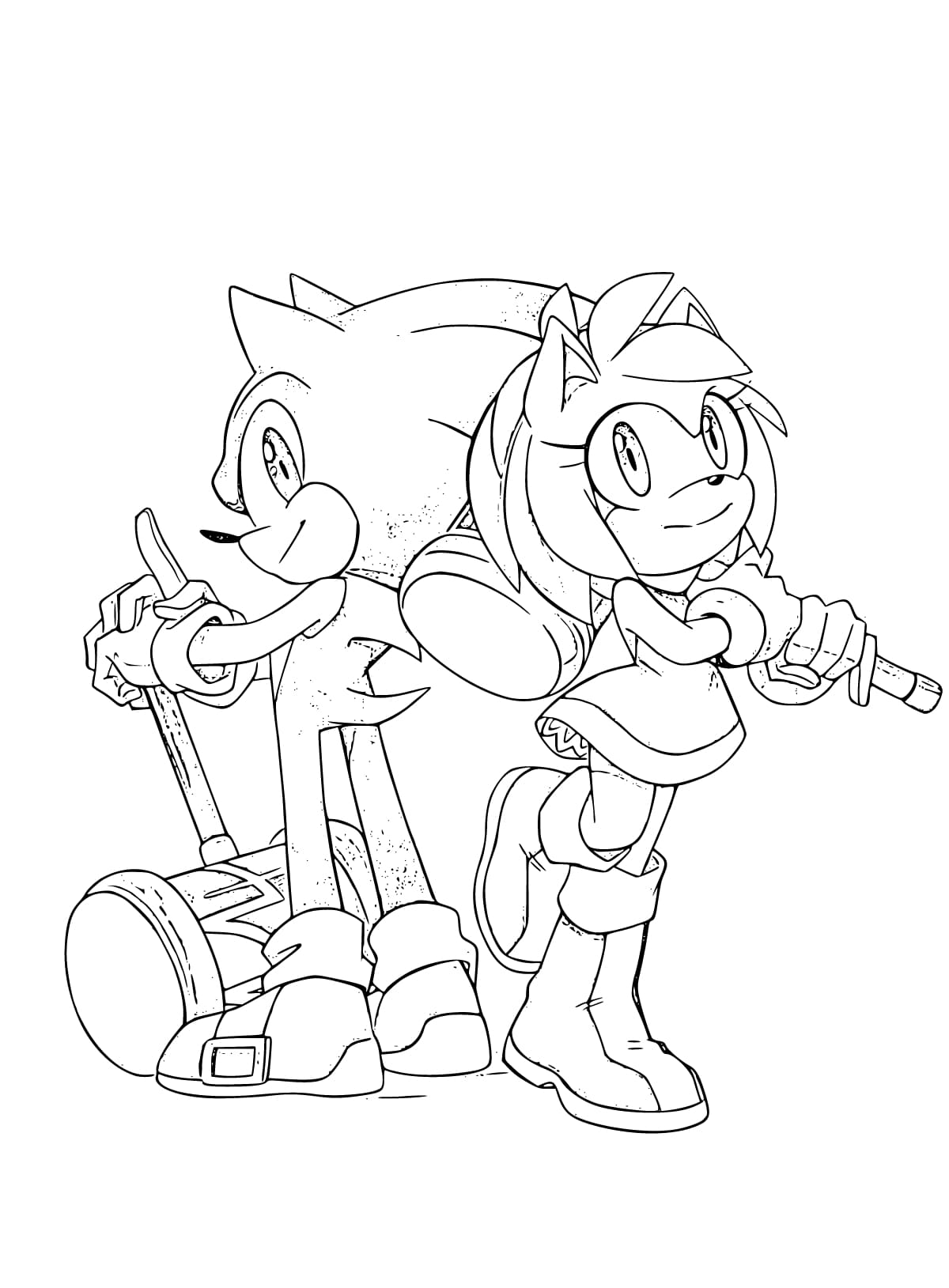 Sonic e Amy Rose para colorir