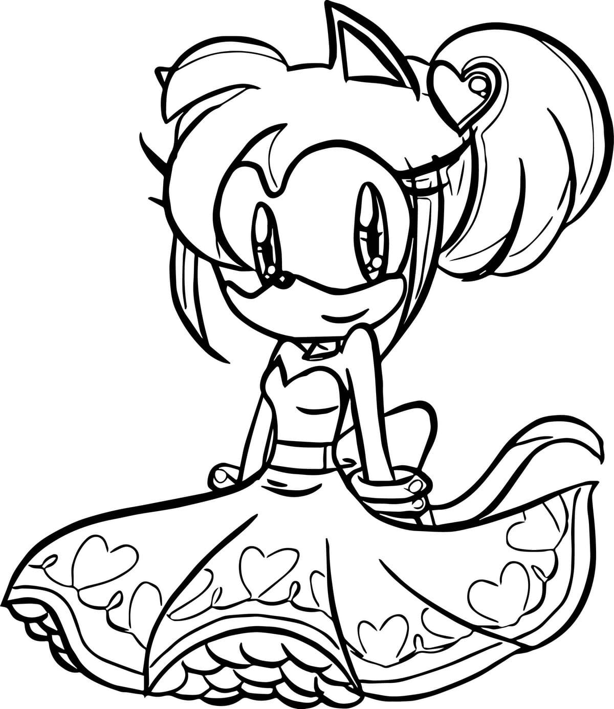 Amy Rose Sonic para colorir - Desenhos Imprimir