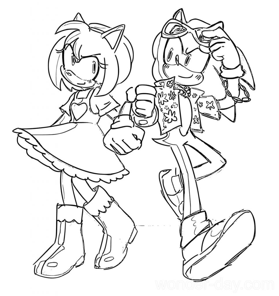 Summer Amy Rose and Sonic