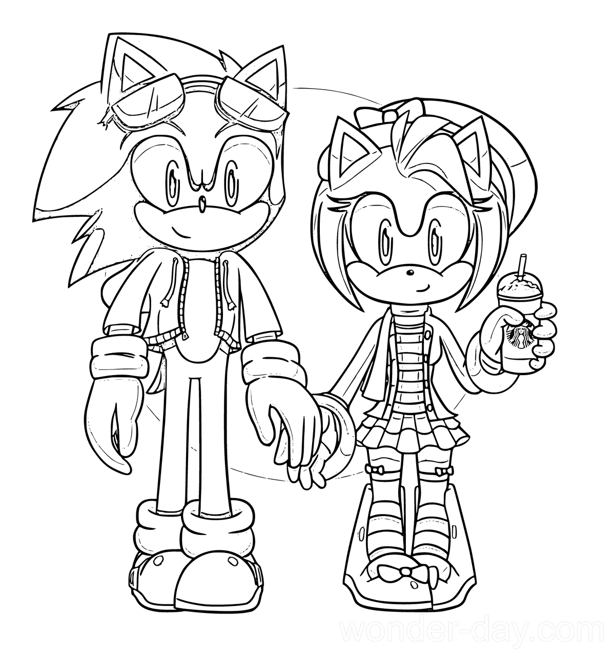 Sonic e Amy Rose para colorir