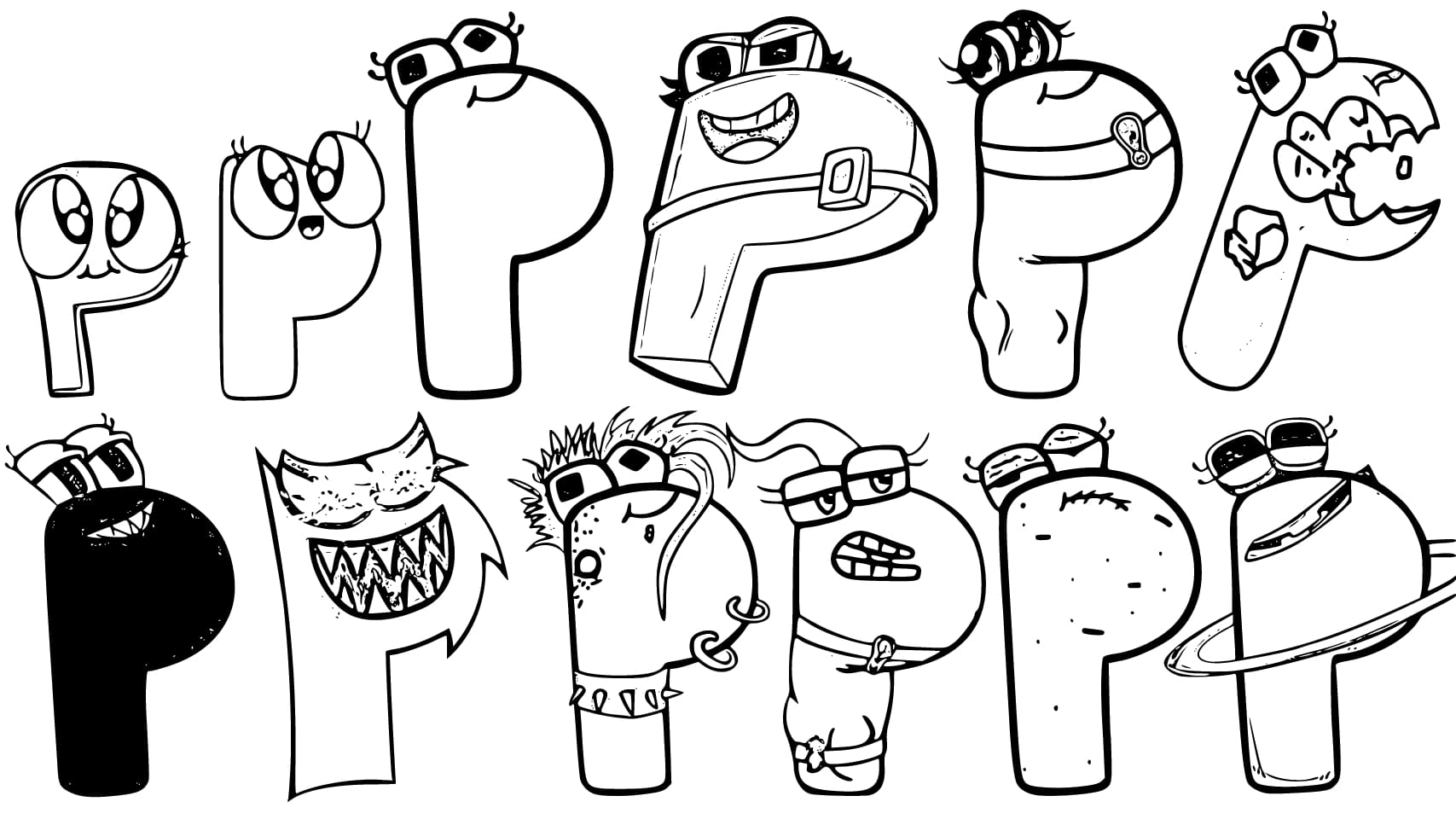 P Alphabet Lore Coloring Page  P alphabet, Coloring pages