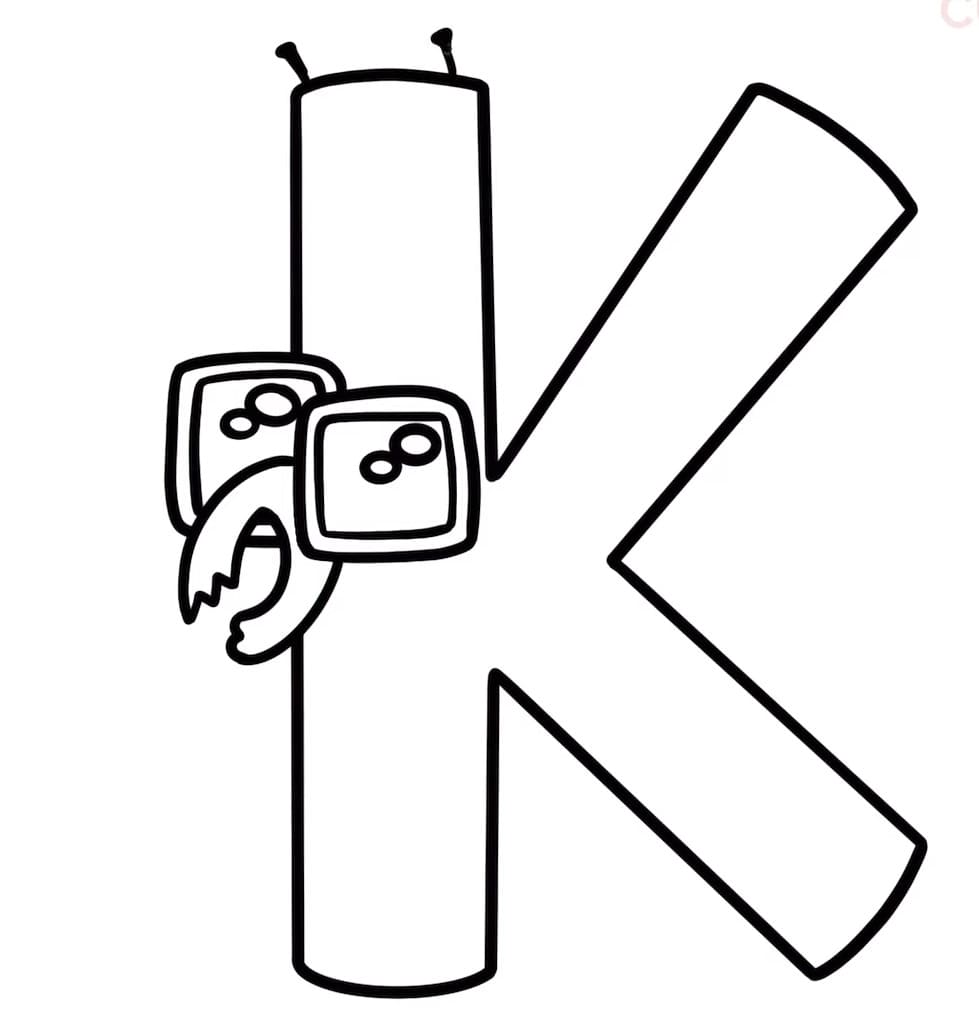 k (lowercase) Alphabet Lore Coloring Page in 2023