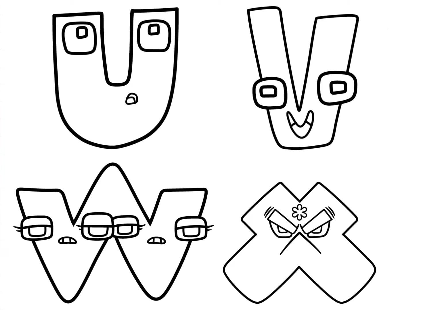 Alphabet Lore U, V, W, X, Y, Z coloring page - Download, Print or Color  Online for Free