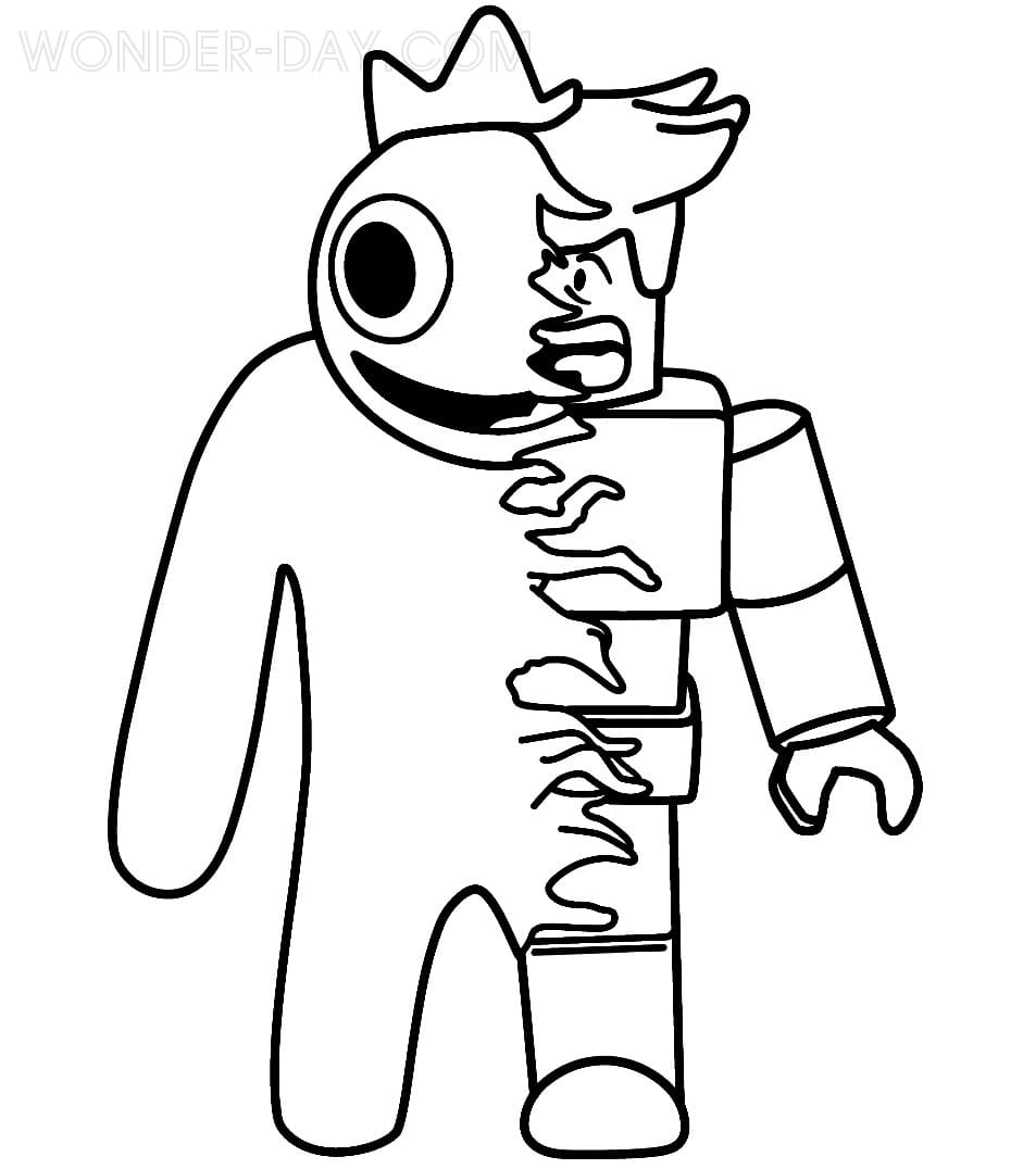 Blue's First Friend Standing Rainbow Friends Roblox Coloring Page