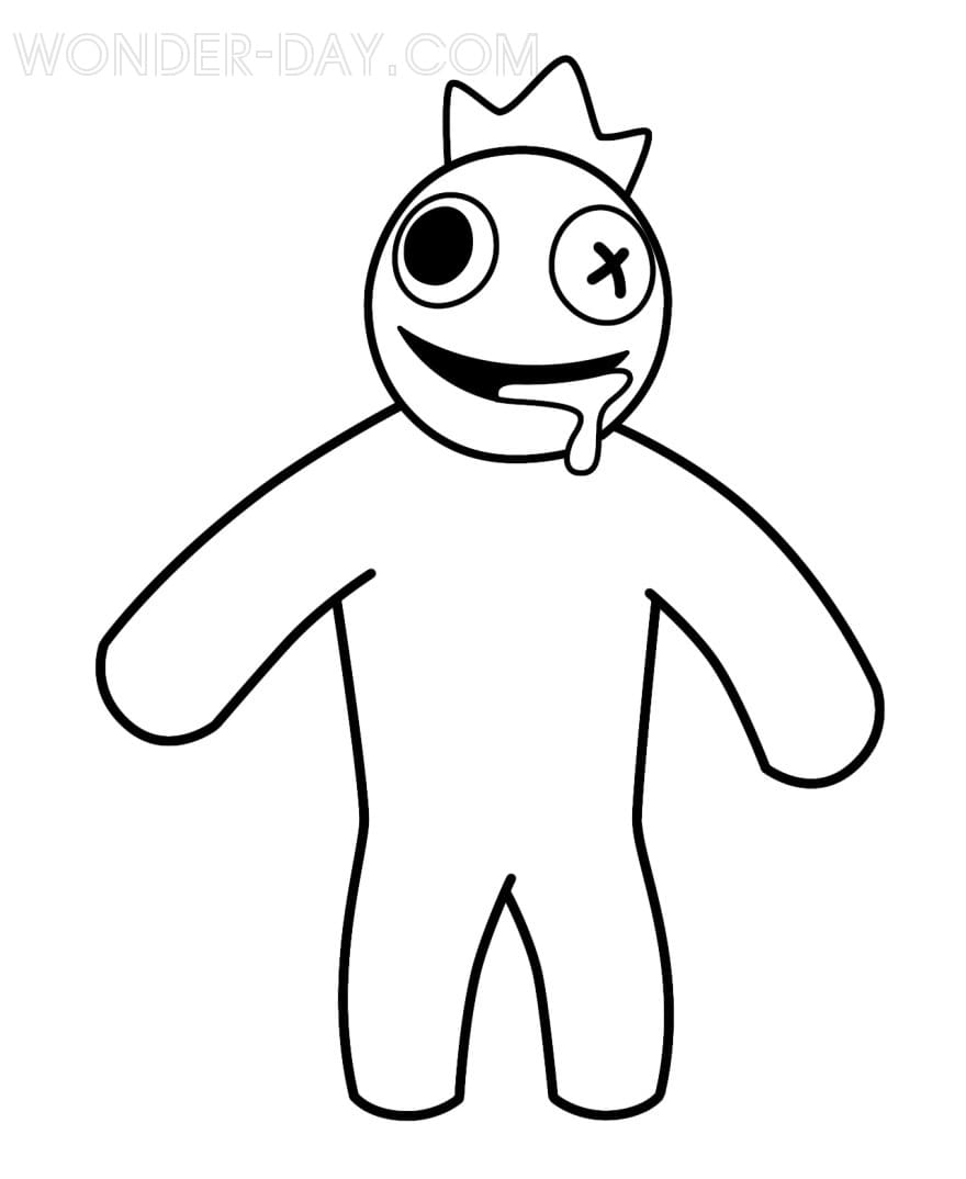 Blue Walking Rainbow Friends Roblox Coloring Page for Kids - Free