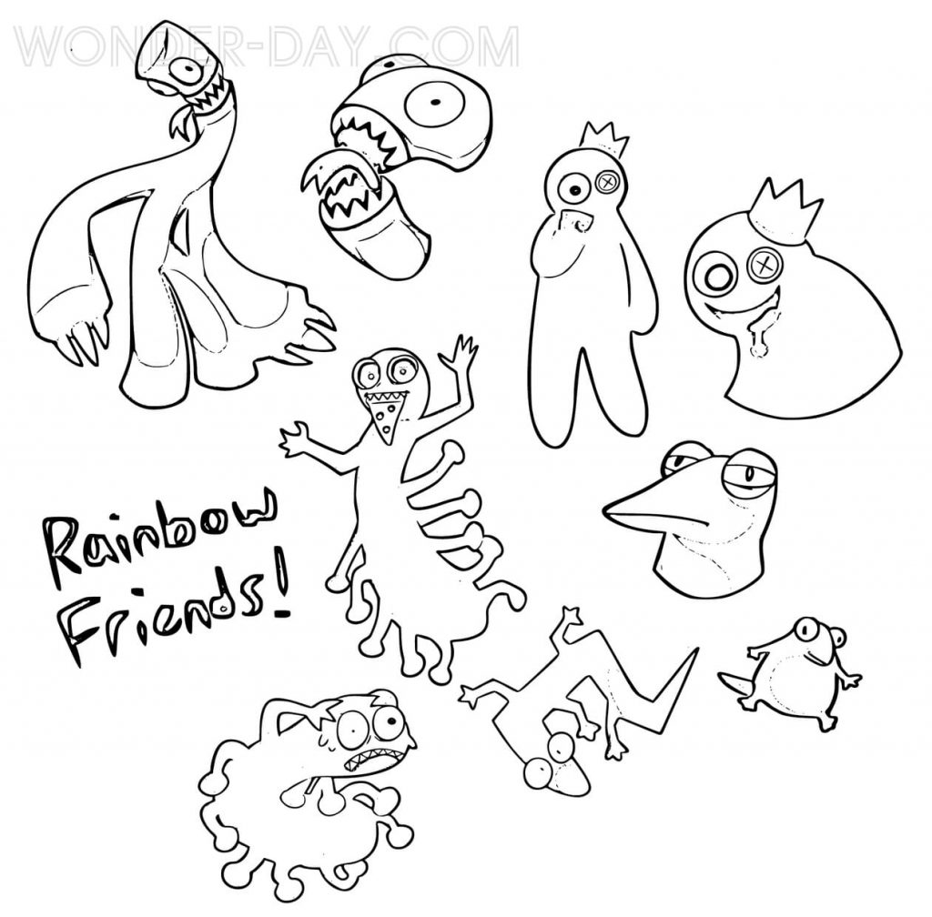 Раскраски Радуга и раскраски игры Rainbow Friends