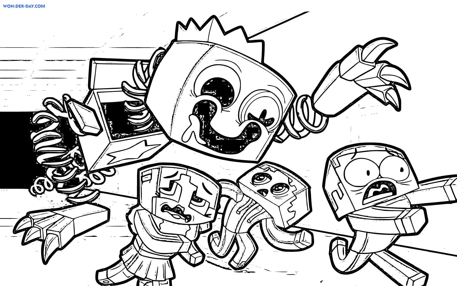Desenho de Boxy Boo para colorir 8 – Se divertindo com crianças