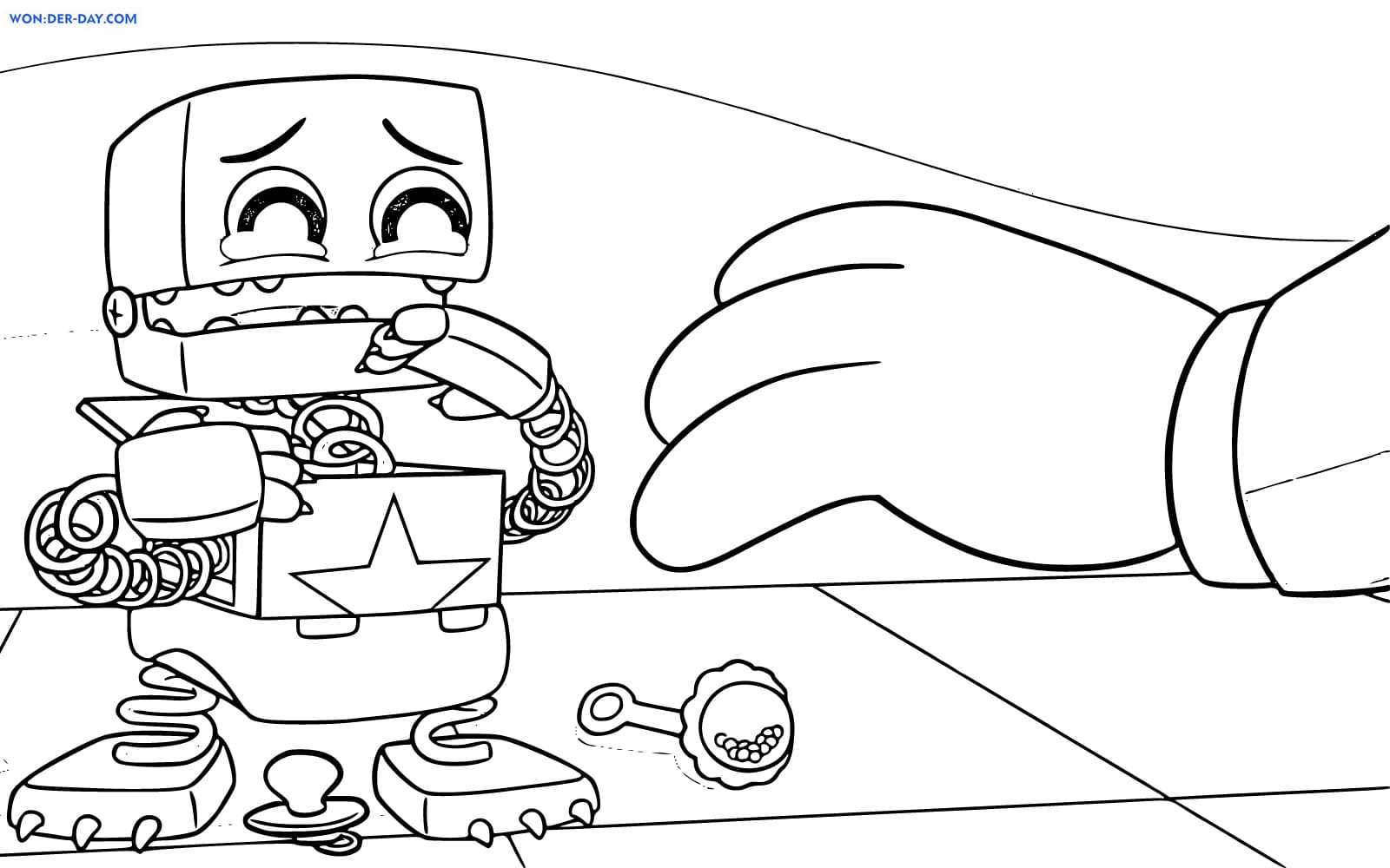 Desenho de Boxy Boo para colorir 8 – Se divertindo com crianças