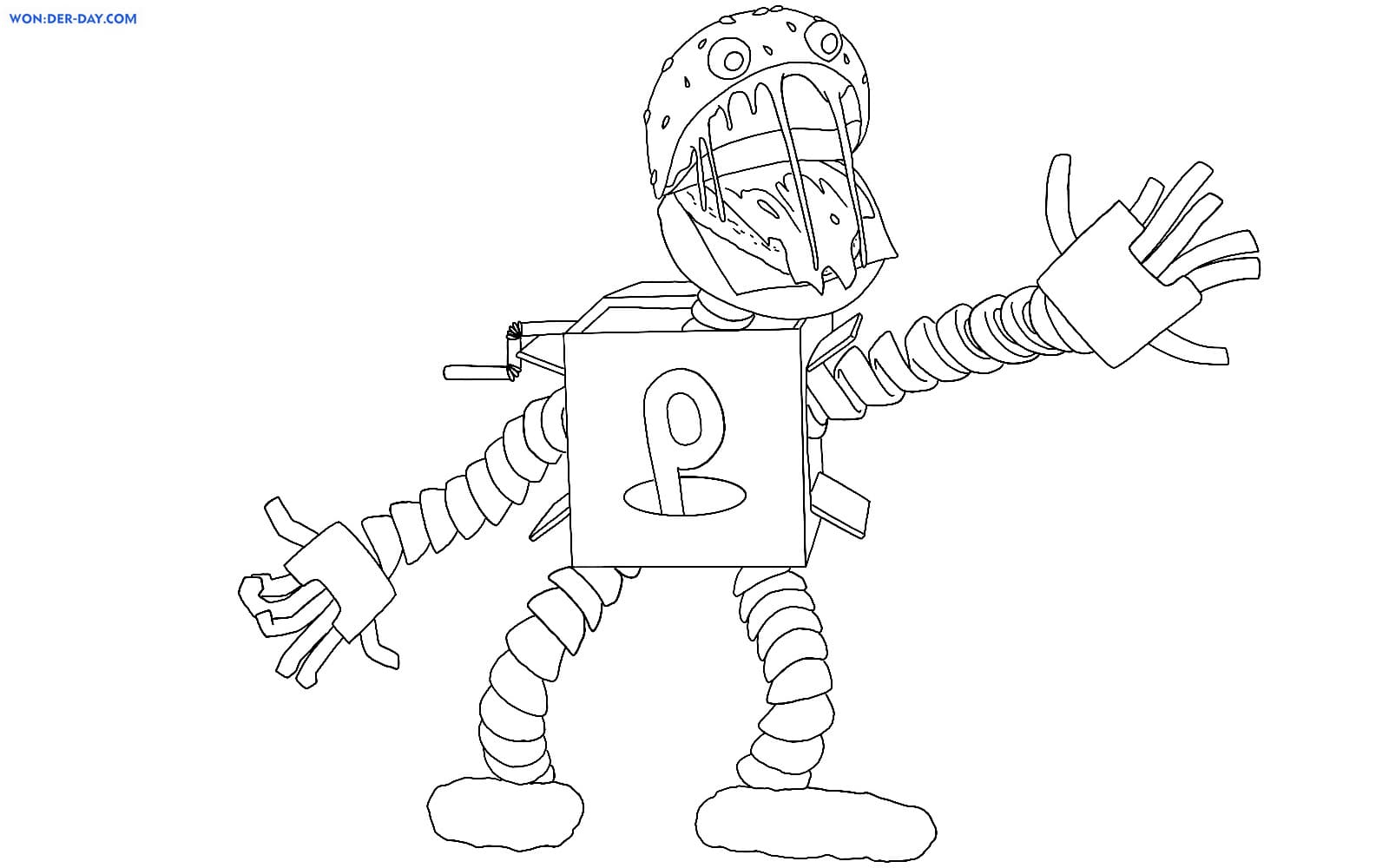 Desenho de Boxy Boo para colorir 6 – Se divertindo com crianças