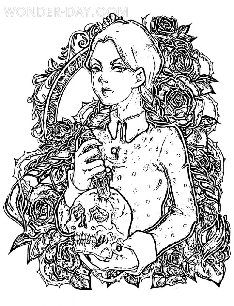 Wednesday Addams and flowers