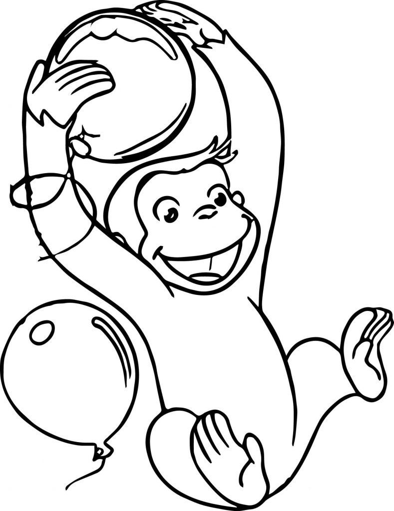 Curious George with balloons
