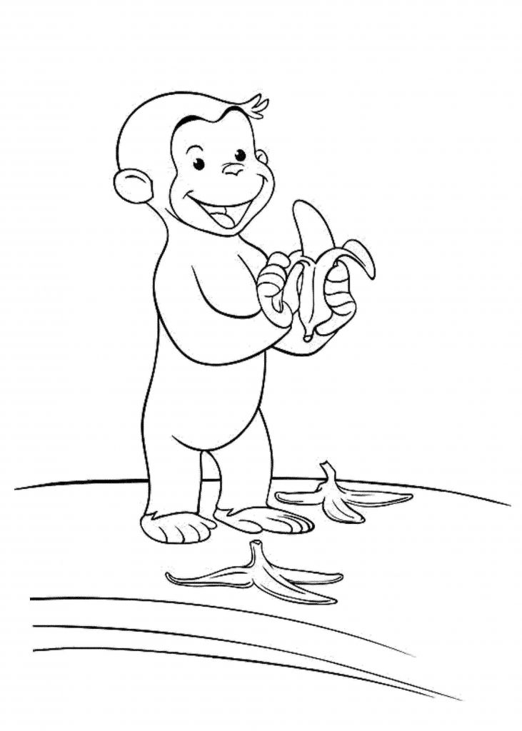 Affe, der Banane isst