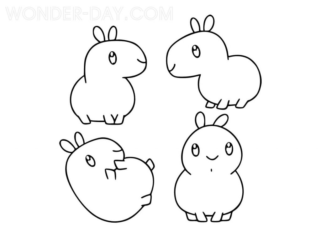 Capybara de dessin animé kawaii