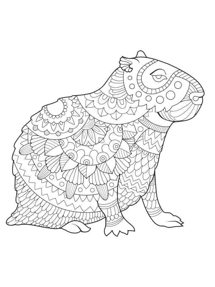 Capybara Animal Isolated Coloring Page for Kids 19979743 Vector