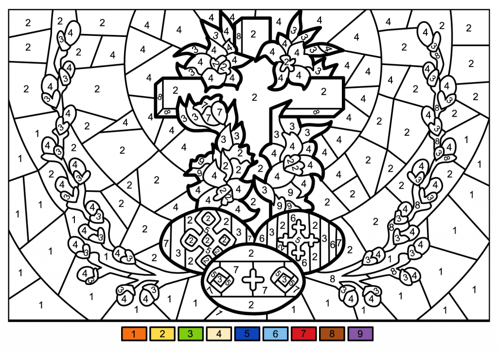 Difficult Easter coloring by numbers