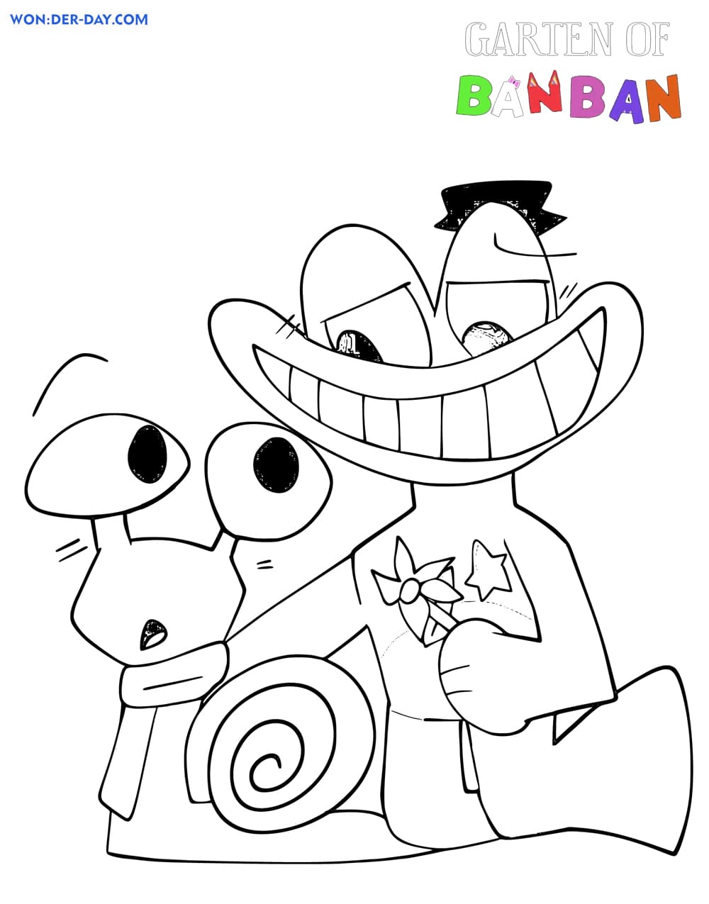 Desenhos para colorir Garten de Banban 2 – Se divertindo com crianças