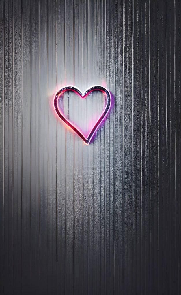 Coração neon em um fundo cinza
