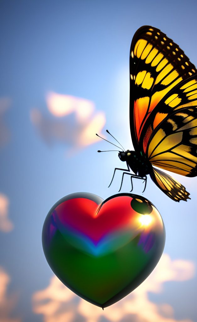 coração e borboleta