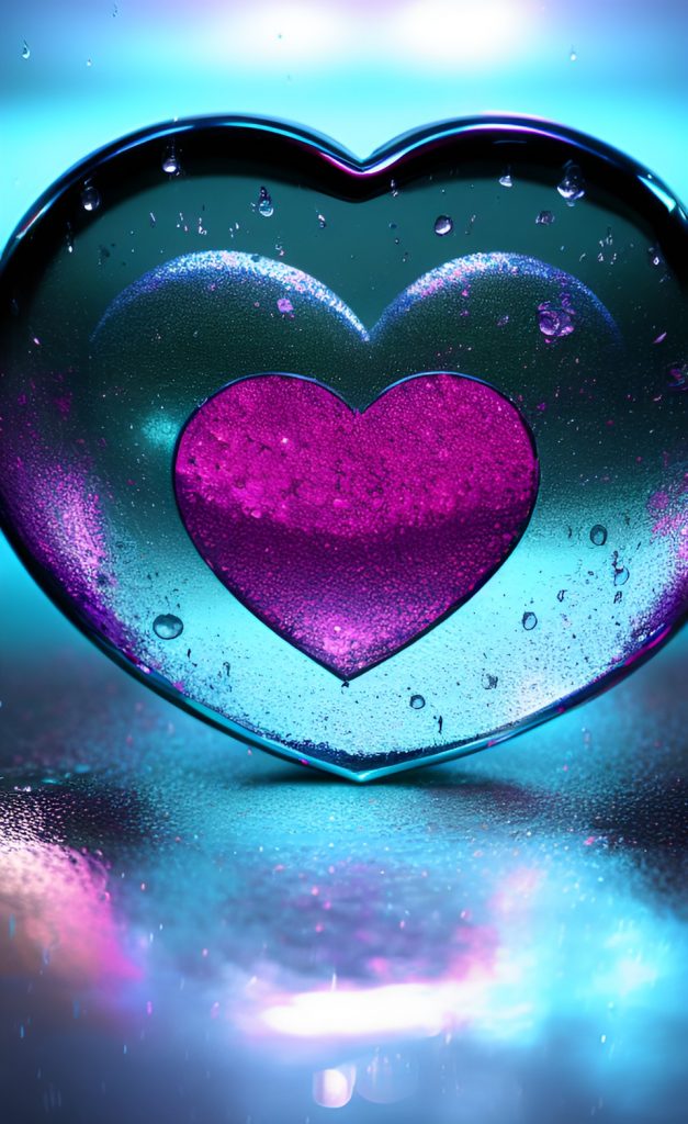 Corazón púrpura y gotas de lluvia
