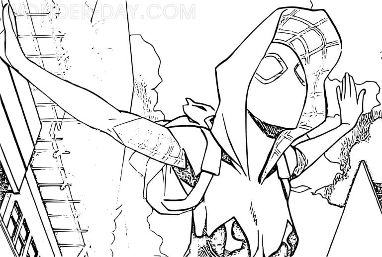 Spider Man Across the Spider Coloring - Wonder Day Across The Spider Verse Coloring Pages 13 768x517 