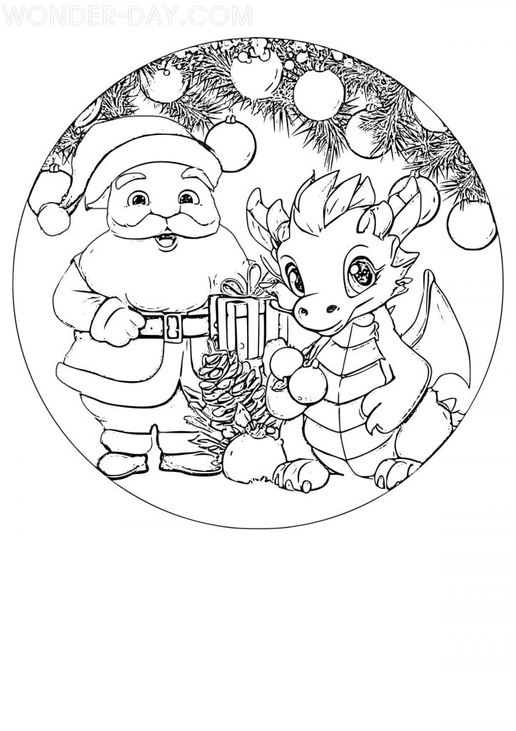 Père Noël et dragon