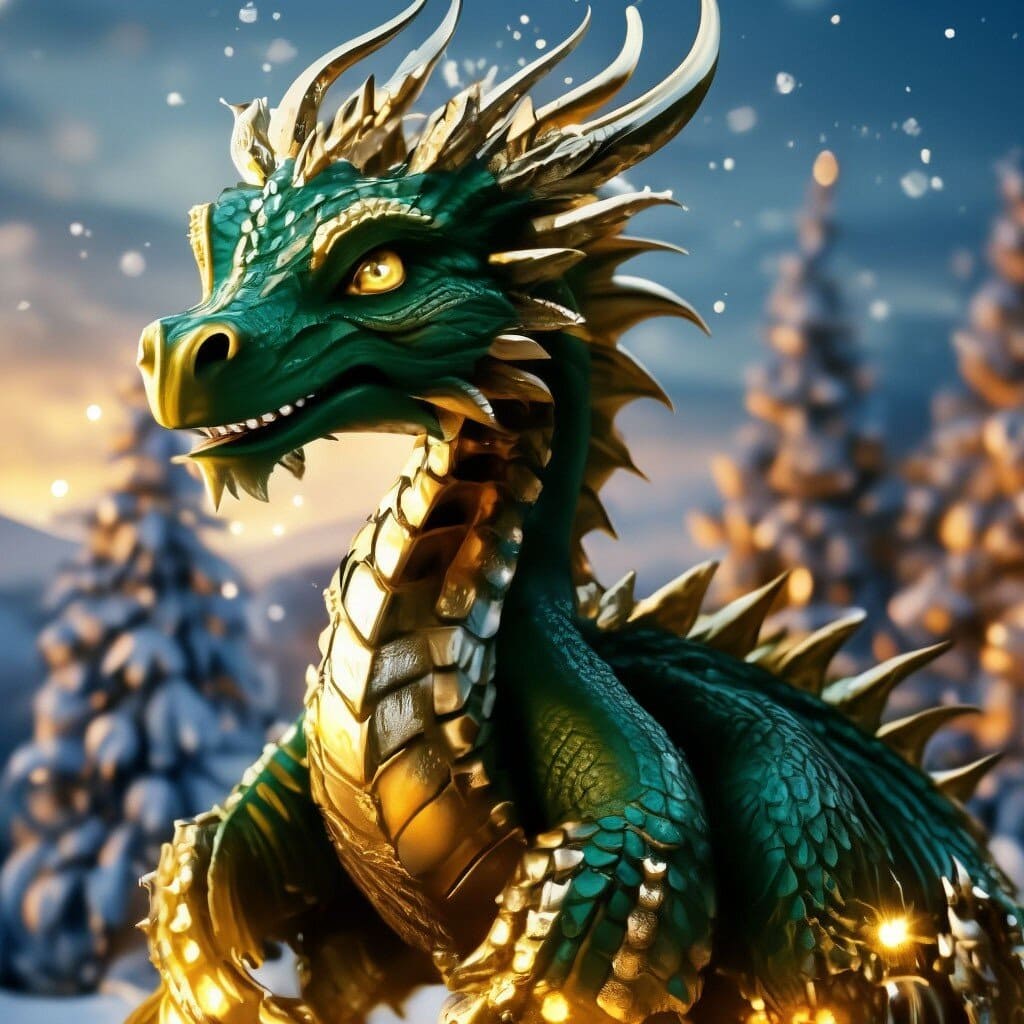 Зеленый красивый дракон