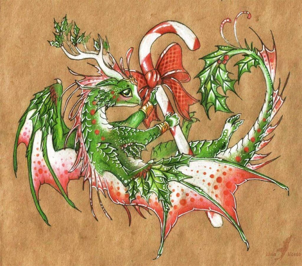 Dragon with Christmas candy