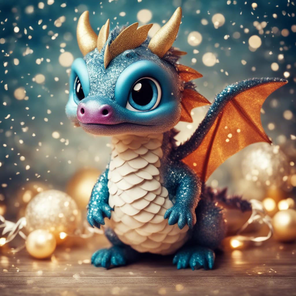 Cute shiny dragon with wings