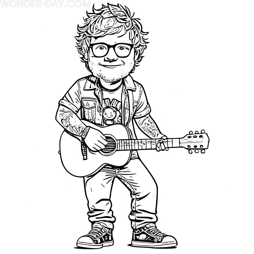 Chibi Ed Sheeran con una guitarra