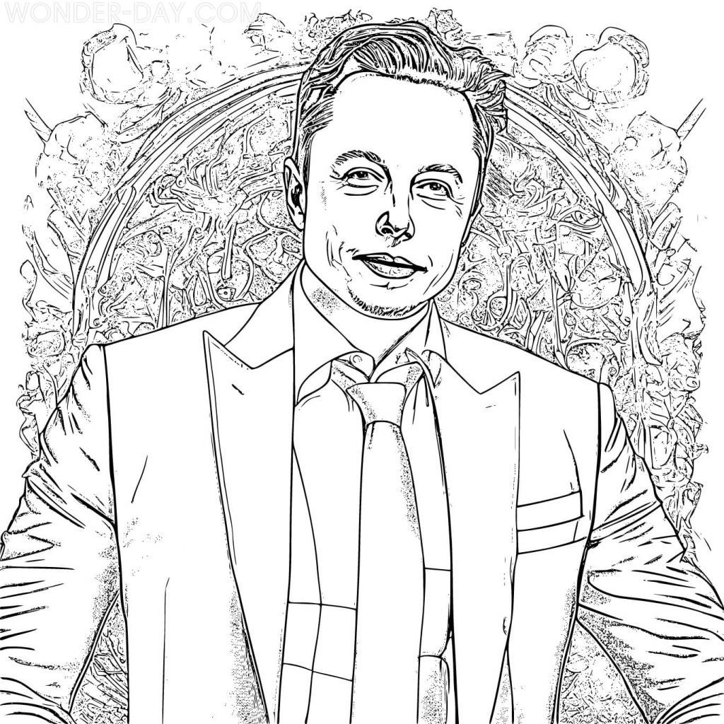 Pagina da colorare di Elon Musk