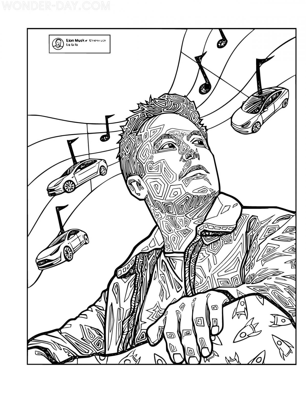 Elon musk coloring pages wonder day coloring pages for children and