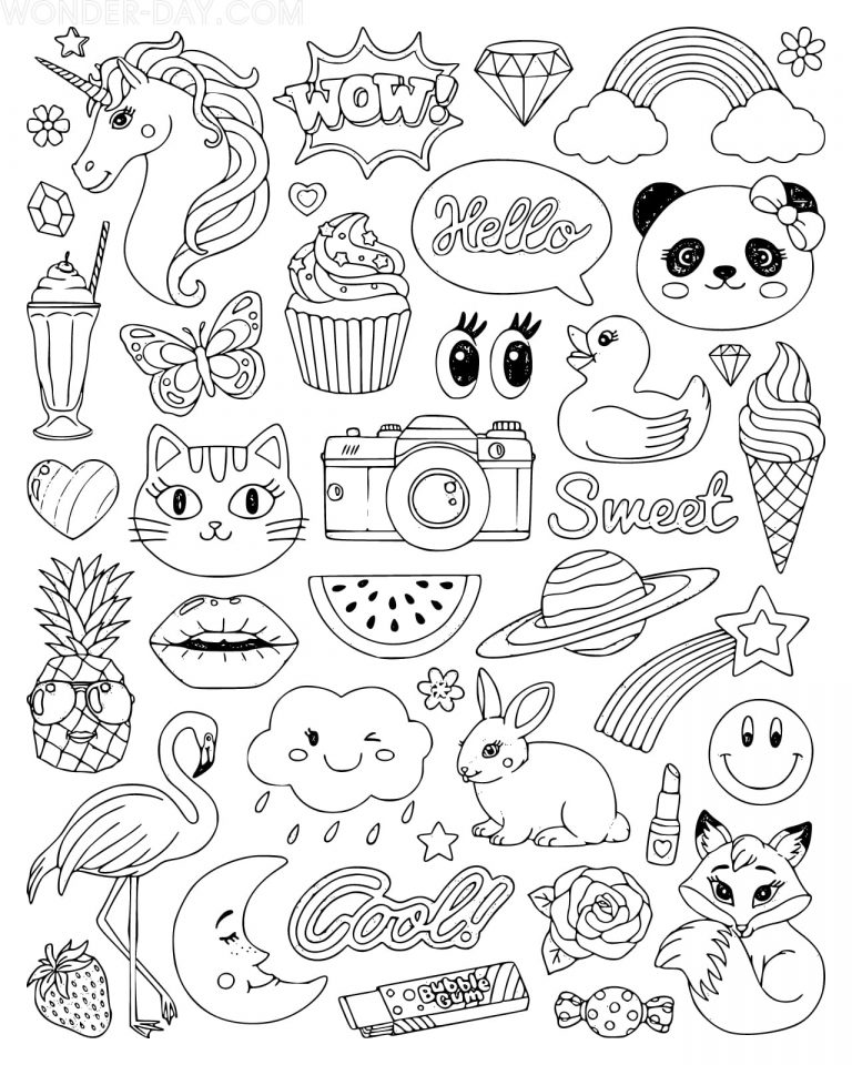 Stickers Coloring Pages | Download and Print for Free