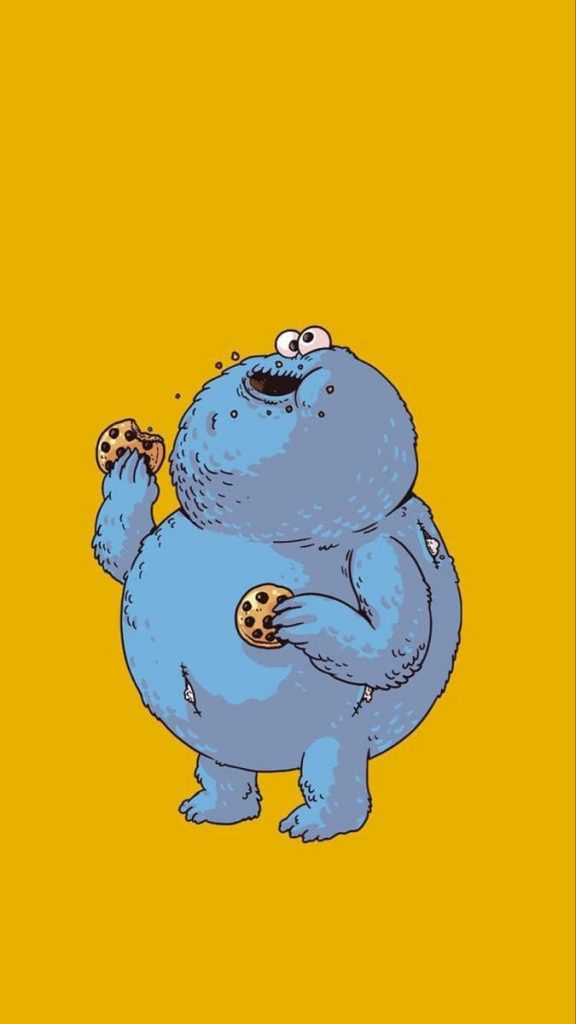 Funny monster eats cookies