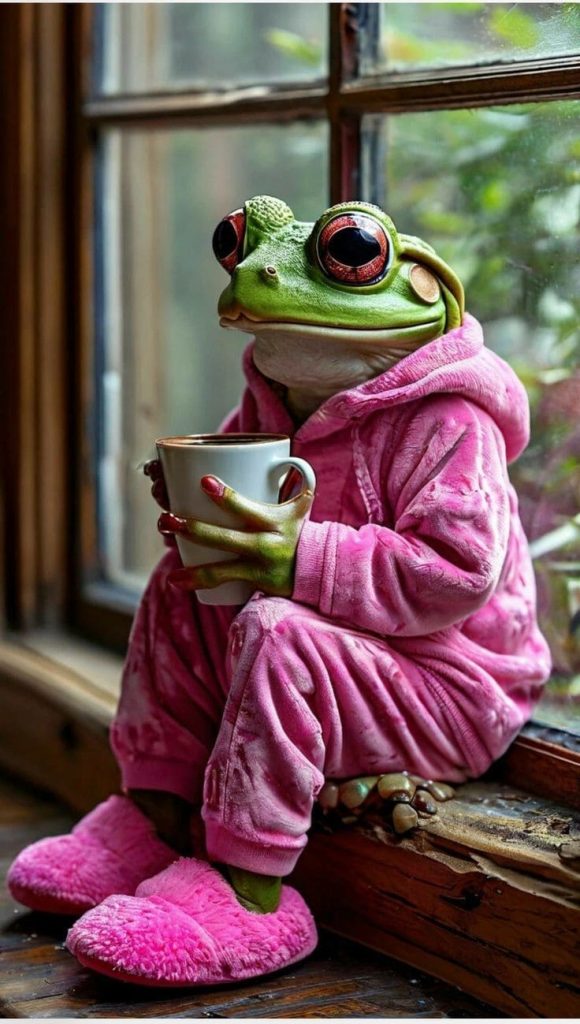 Frog in pink clothes