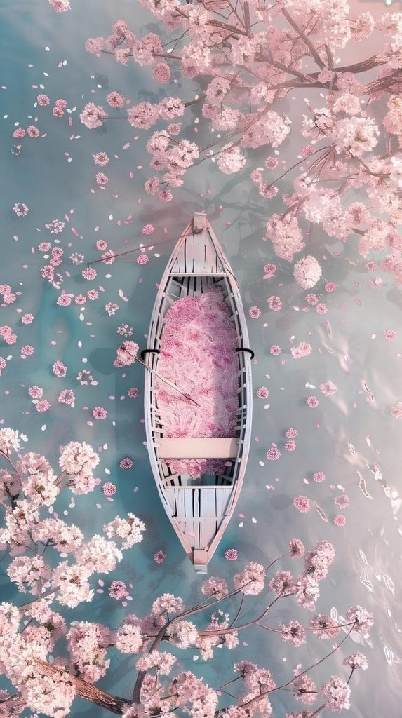 Boat and sakura