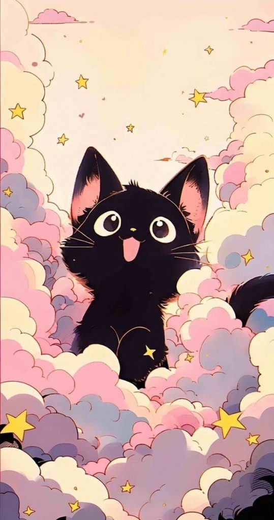 Funny cat on a cloud